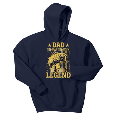 Dad Fishing Legend Flag Kids Hoodie