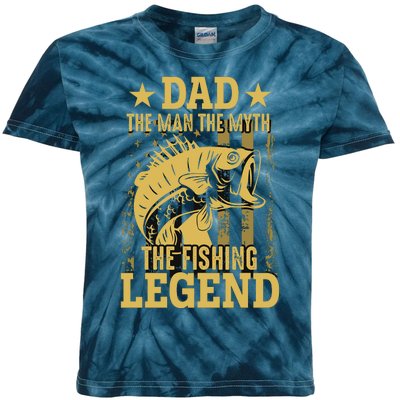 Dad Fishing Legend Flag Kids Tie-Dye T-Shirt