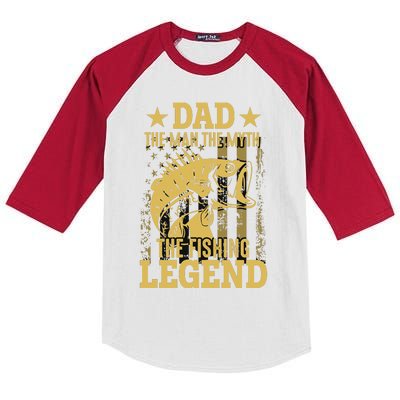 Dad Fishing Legend Flag Kids Colorblock Raglan Jersey