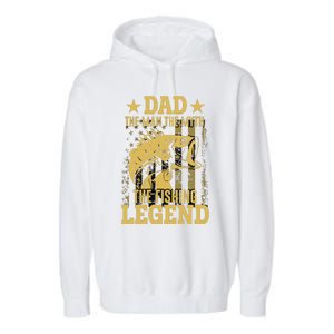 Dad Fishing Legend Flag Garment-Dyed Fleece Hoodie