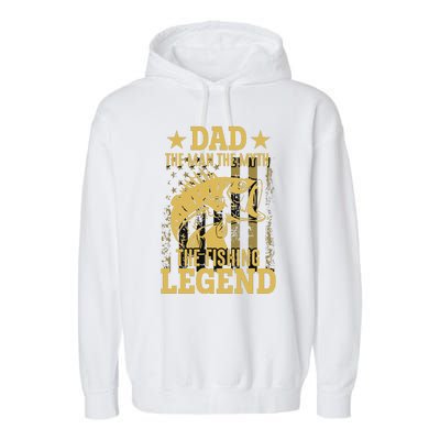 Dad Fishing Legend Flag Garment-Dyed Fleece Hoodie