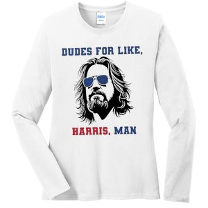 Dudes For Like Harris White Dudes For Harris Ladies Long Sleeve Shirt