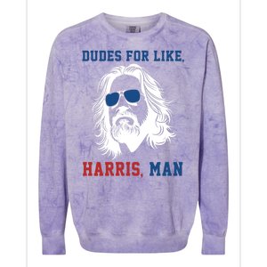 Dudes For Like Harris Man Funny Kamala Harris 2024 Colorblast Crewneck Sweatshirt