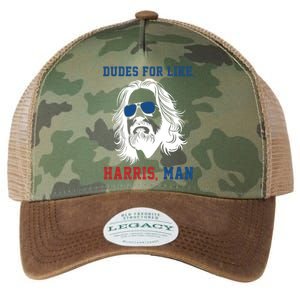 Dudes For Like Harris Man Funny Kamala Harris 2024 Legacy Tie Dye Trucker Hat