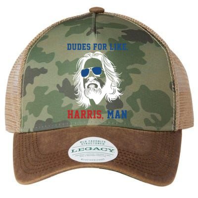 Dudes For Like Harris Man Funny Kamala Harris 2024 Legacy Tie Dye Trucker Hat