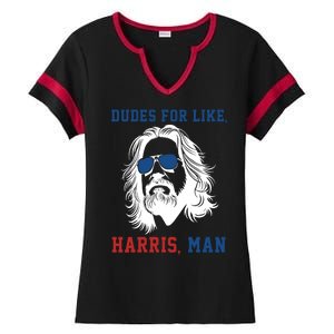 Dudes For Like Harris Man Funny Kamala Harris 2024 Ladies Halftime Notch Neck Tee