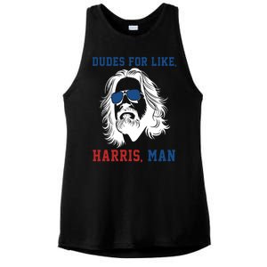 Dudes For Like Harris Man Funny Kamala Harris 2024 Ladies PosiCharge Tri-Blend Wicking Tank