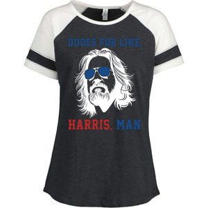 Dudes For Like Harris Man Funny Kamala Harris 2024 Enza Ladies Jersey Colorblock Tee