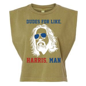 Dudes For Like Harris Man Funny Kamala Harris 2024 Garment-Dyed Women's Muscle Tee