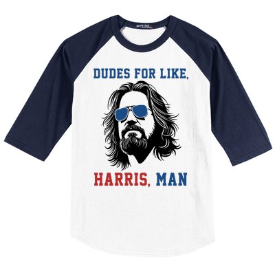 Dudes For Like Harris Man Funny Kamala Harris 2024 Baseball Sleeve Shirt