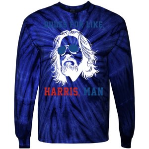 Dudes For Like Harris Man Funny Kamala Harris 2024 Tie-Dye Long Sleeve Shirt