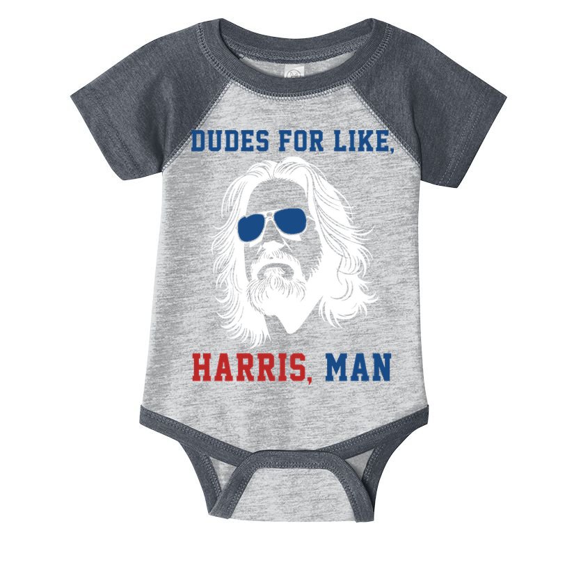 Dudes For Like Harris Man Funny Kamala Harris 2024 Infant Baby Jersey Bodysuit