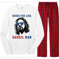 Dudes For Like Harris Man Funny Kamala Harris 2024 Long Sleeve Pajama Set