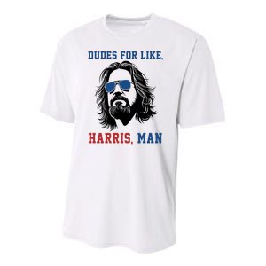 Dudes For Like Harris Man Funny Kamala Harris 2024 Youth Performance Sprint T-Shirt