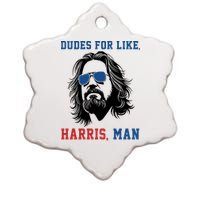 Dudes For Like Harris Man Funny Kamala Harris 2024 Ceramic Star Ornament