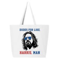 Dudes For Like Harris Man Funny Kamala Harris 2024 25L Jumbo Tote