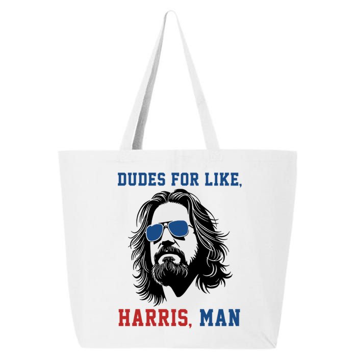 Dudes For Like Harris Man Funny Kamala Harris 2024 25L Jumbo Tote