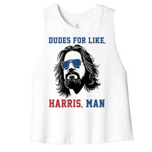 Dudes For Like Harris Man Funny Kamala Harris 2024 Women's Racerback Cropped Tank