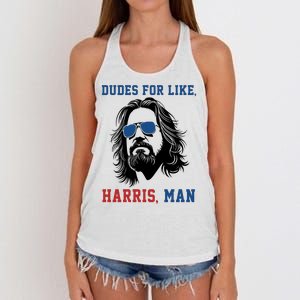 Dudes For Like Harris Man Funny Kamala Harris 2024 Women's Knotted Racerback Tank