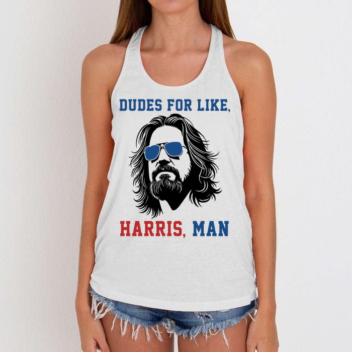 Dudes For Like Harris Man Funny Kamala Harris 2024 Women's Knotted Racerback Tank