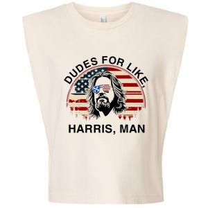 Dudes For Like Harris Man White Dude For Kamala Harris 2024 Garment-Dyed Women's Muscle Tee