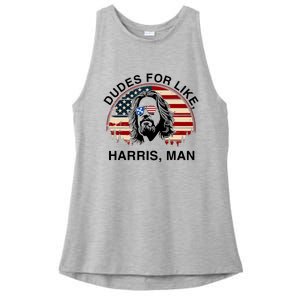 Dudes For Like Harris Man White Dude For Kamala Harris 2024 Ladies PosiCharge Tri-Blend Wicking Tank