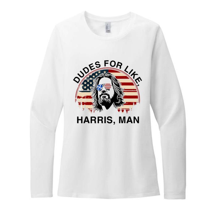 Dudes For Like Harris Man White Dude For Kamala Harris 2024 Womens CVC Long Sleeve Shirt