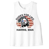 Dudes For Like Harris Man White Dude For Kamala Harris 2024 Women's Racerback Cropped Tank