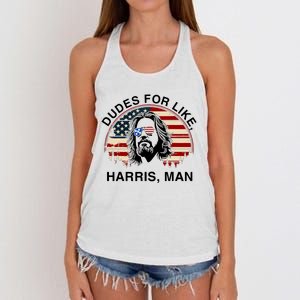 Dudes For Like Harris Man White Dude For Kamala Harris 2024 Women's Knotted Racerback Tank