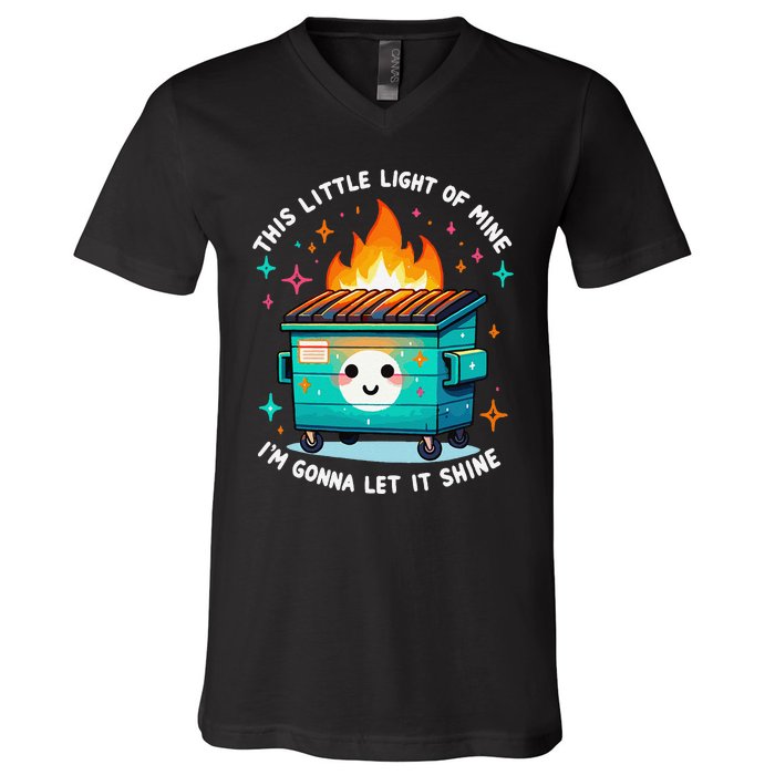 Dumpster Fire Light IM Gonna Let It Shine Halloween V-Neck T-Shirt