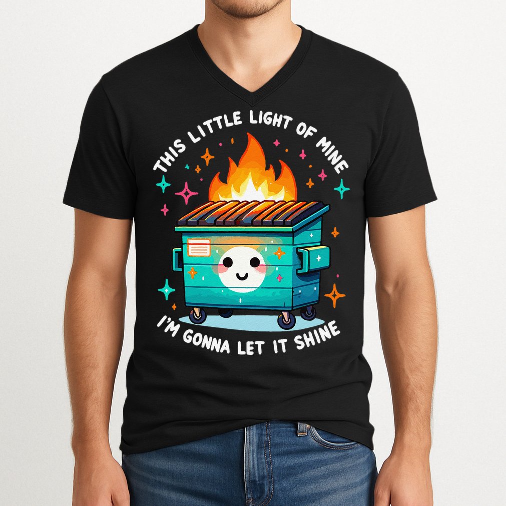Dumpster Fire Light IM Gonna Let It Shine Halloween V-Neck T-Shirt