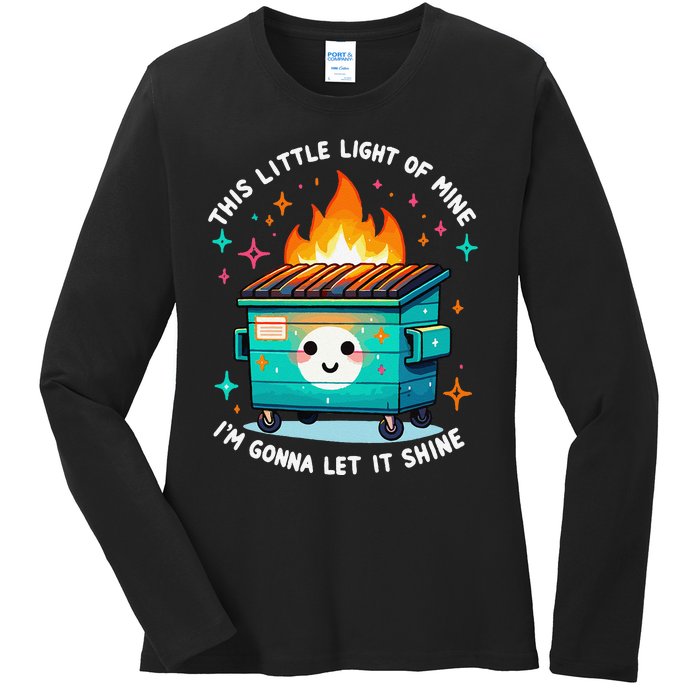 Dumpster Fire Light IM Gonna Let It Shine Halloween Ladies Long Sleeve Shirt