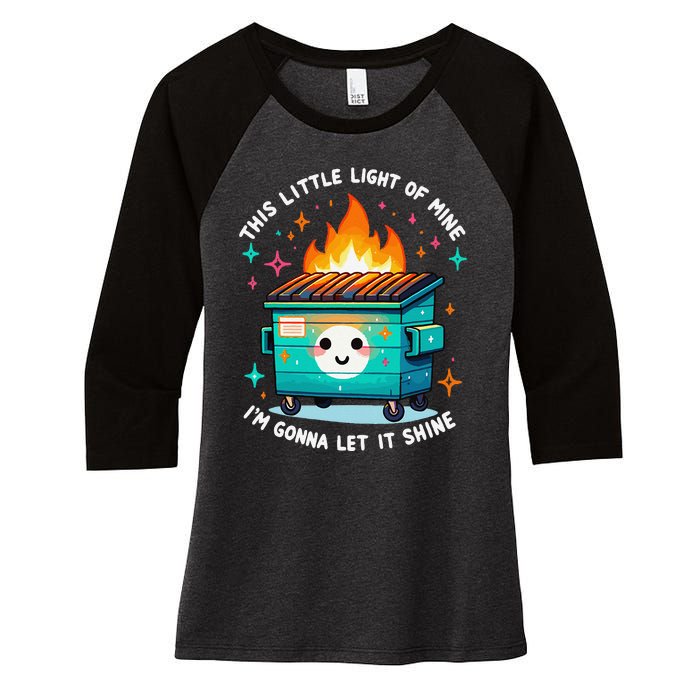 Dumpster Fire Light IM Gonna Let It Shine Halloween Women's Tri-Blend 3/4-Sleeve Raglan Shirt