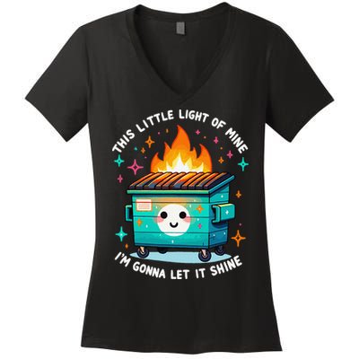Dumpster Fire Light IM Gonna Let It Shine Halloween Women's V-Neck T-Shirt