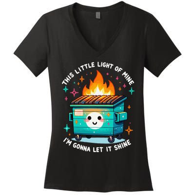 Dumpster Fire Light IM Gonna Let It Shine Halloween Women's V-Neck T-Shirt