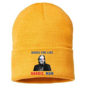 Dudes For Like Harris Man White Dude For Kamala Harris 2024 Sustainable Knit Beanie