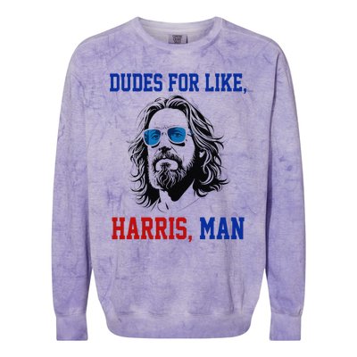 Dudes For Like Harris Man Funny White Dudes For Harris 2024 Gift Colorblast Crewneck Sweatshirt