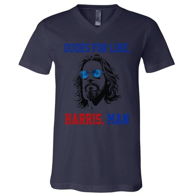 Dudes For Like Harris Man Funny White Dudes For Harris 2024 Gift V-Neck T-Shirt