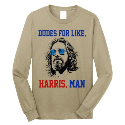 Dudes For Like Harris Man Funny White Dudes For Harris 2024 Gift Long Sleeve Shirt