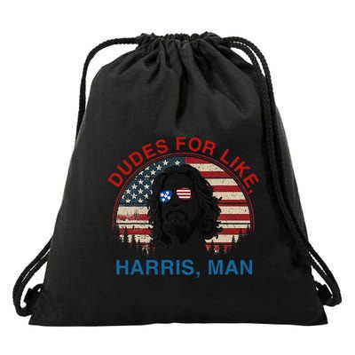 Dudes For Like Harris Man White Dude For Kamala Harris 2024 Gift Drawstring Bag