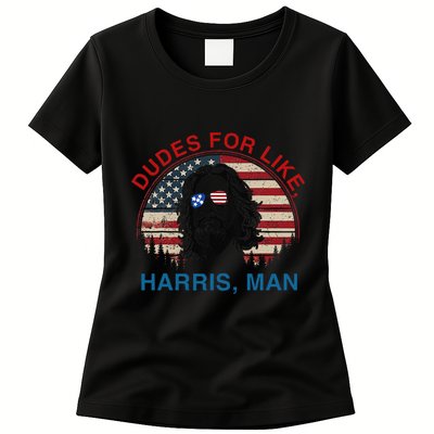 Dudes For Like Harris Man White Dude For Kamala Harris 2024 Gift Womens T-Shirt