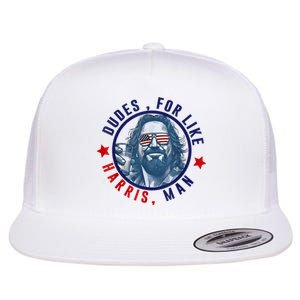 Dudes For Like Harris Man Funny White Dudes For Harris 2024 Flat Bill Trucker Hat