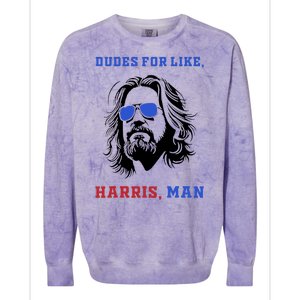 Dudes For Like Harris Man White Dude For Kamala Harris 2024 Colorblast Crewneck Sweatshirt