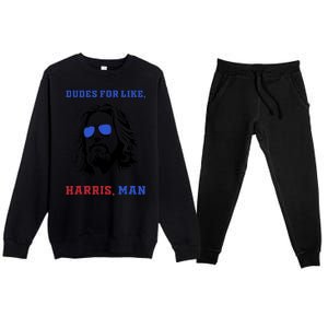 Dudes For Like Harris Man White Dude For Kamala Harris 2024 Premium Crewneck Sweatsuit Set