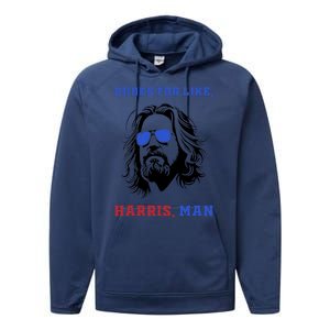 Dudes For Like Harris Man White Dude For Kamala Harris 2024 Performance Fleece Hoodie