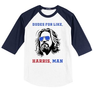 Dudes For Like Harris Man White Dude For Kamala Harris 2024 Baseball Sleeve Shirt