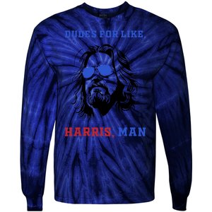 Dudes For Like Harris Man White Dude For Kamala Harris 2024 Tie-Dye Long Sleeve Shirt