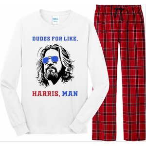 Dudes For Like Harris Man White Dude For Kamala Harris 2024 Long Sleeve Pajama Set