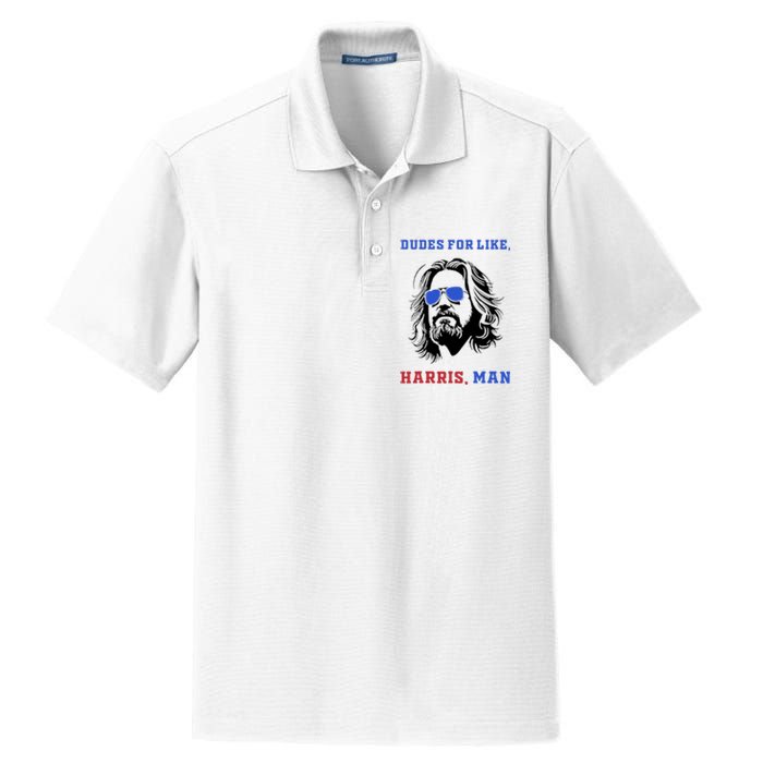 Dudes For Like Harris Man White Dude For Kamala Harris 2024 Dry Zone Grid Polo