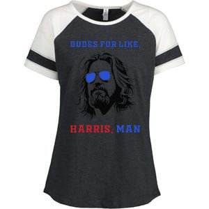 Dudes For Like Harris Man White Dude For Kamala Harris 2024 Gift Enza Ladies Jersey Colorblock Tee